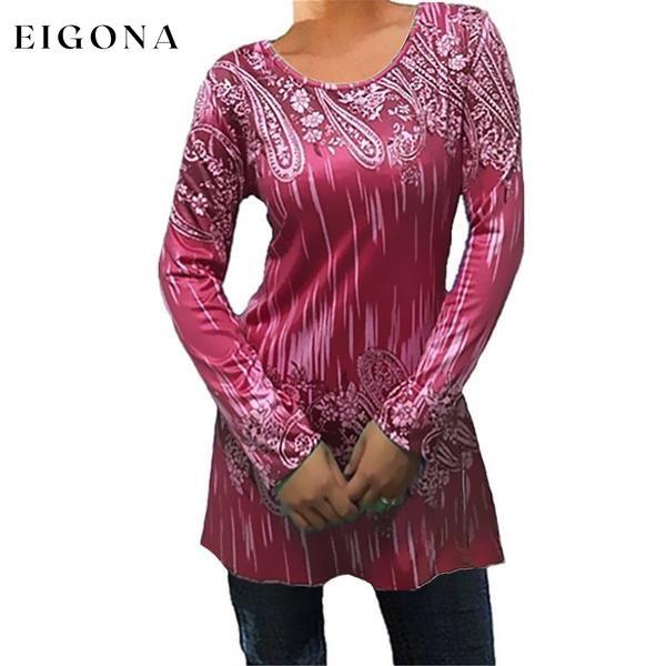 Womens Autumn Round Neck Long Sleeves Wine Red __stock:50 clothes refund_fee:800 tops