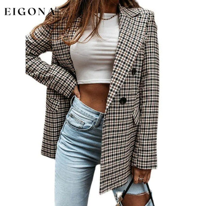Women's Blazer Casual Jacket Long Sleeve Plaid Check Quilted XXL __stock:200 Jackets & Coats refund_fee:1200