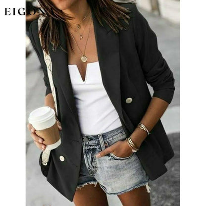 Women's Blazer Solid Color Classic Style Black __stock:200 Jackets & Coats Low stock refund_fee:1200
