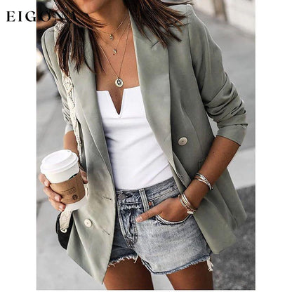 Women's Blazer Solid Color Classic Style Light Green __stock:200 Jackets & Coats Low stock refund_fee:1200