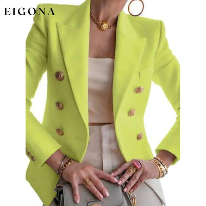 Women's Blazer Solid Color Vintage Style Casual Long Sleeve Coat Green __stock:200 Jackets & Coats refund_fee:1200
