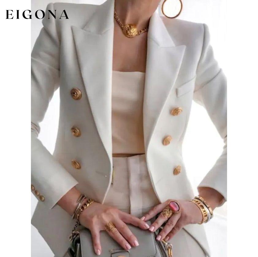 Women's Blazer Solid Color Vintage Style Casual Long Sleeve Coat White __stock:200 Jackets & Coats refund_fee:1200