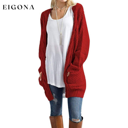 Women's Boho Long Sleeve Cardigan Red __stock:500 Jackets & Coats refund_fee:1200