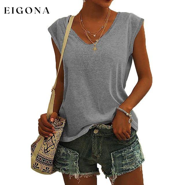 Women's Cap Sleeve T-Shirt Casual Loose Fit Tank Top Gray __stock:200 clothes refund_fee:1200 tops