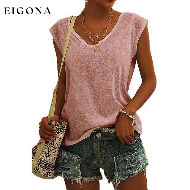 Women's Cap Sleeve T-Shirt Casual Loose Fit Tank Top Pink __stock:200 clothes refund_fee:1200 tops