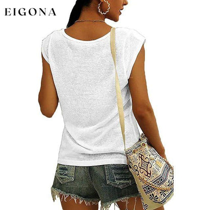 Women's Cap Sleeve T-Shirt Casual Loose Fit Tank Top White __stock:200 clothes refund_fee:1200 tops