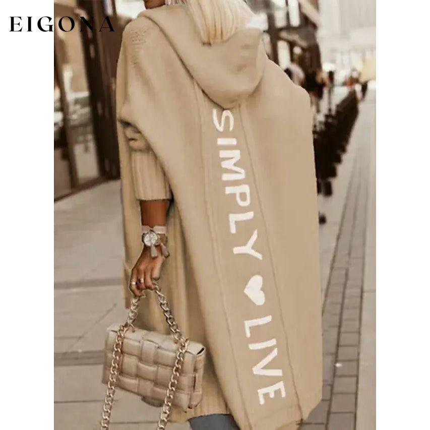 Women's Cardigan Knitted Letter Personalized Stylish Casual Long Sleeve Beige __stock:200 Jackets & Coats refund_fee:1800