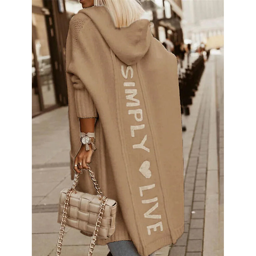 Women's Cardigan Knitted Letter Personalized Stylish Casual Long Sleeve Camel __stock:200 Jackets & Coats refund_fee:1800