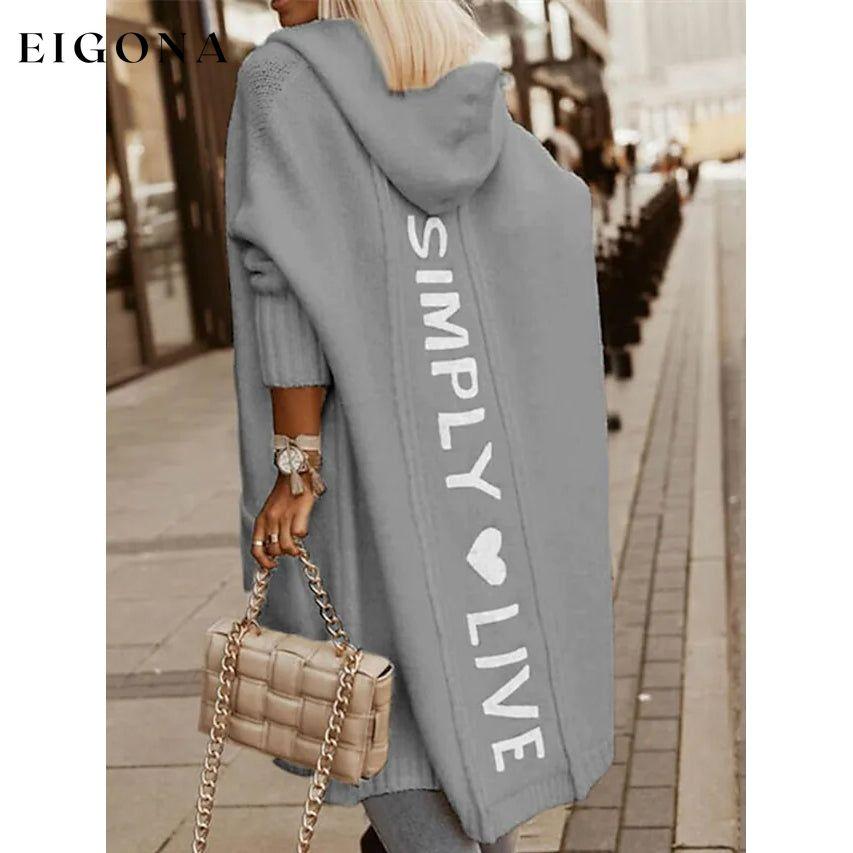 Women's Cardigan Knitted Letter Personalized Stylish Casual Long Sleeve Gray __stock:200 Jackets & Coats refund_fee:1800
