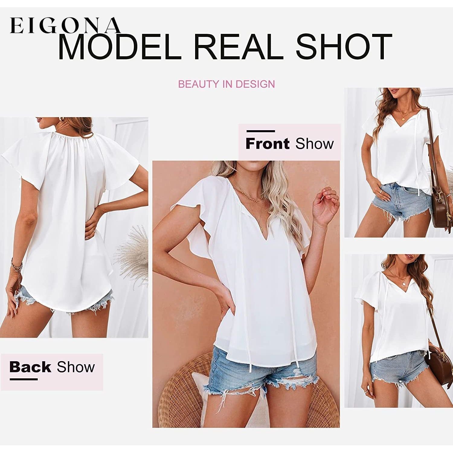 Women's Casual Boho V Neck Tops Drawstring T Shirt __stock:200 clothes refund_fee:1200 tops