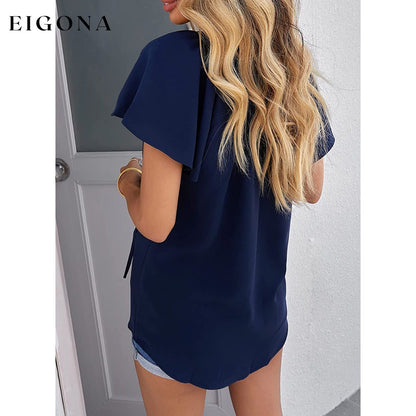 Women's Casual Boho V Neck Tops Drawstring T Shirt __stock:200 clothes refund_fee:1200 tops