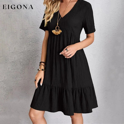 Women's Casual Dress Ruffle V Neck Midi Shift Dress __stock:400 casual dresses clothes dresses refund_fee:1200