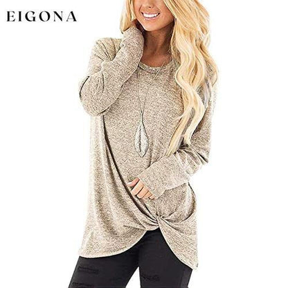 Women's Casual Long Sleeve Solid T-Shirts Apricot clothes refund_fee:800 tops