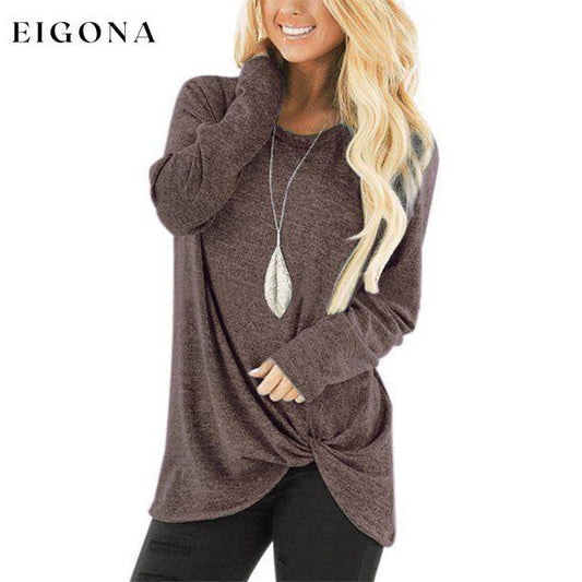 Women's Casual Long Sleeve Solid T-Shirts Coffee clothes refund_fee:800 tops