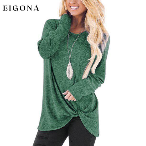 Women's Casual Long Sleeve Solid T-Shirts Green clothes refund_fee:800 tops