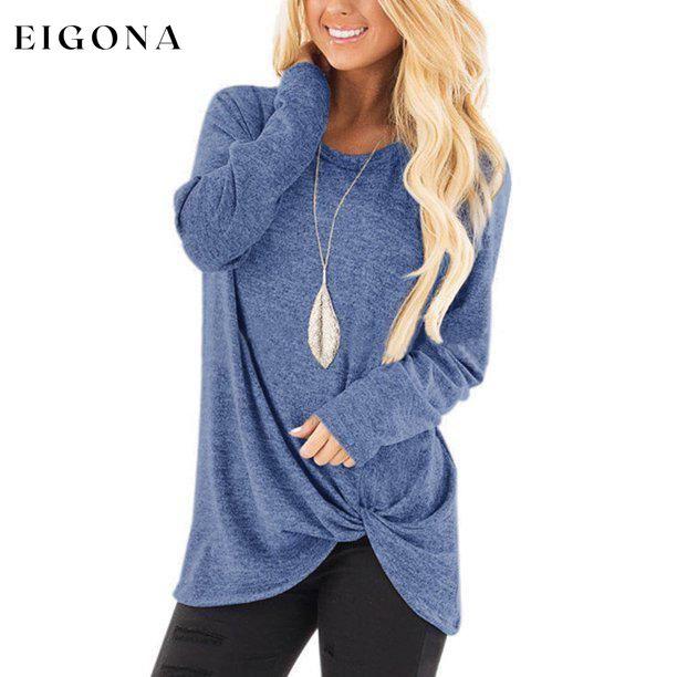 Women's Casual Long Sleeve Solid T-Shirts Light Blue clothes refund_fee:800 tops