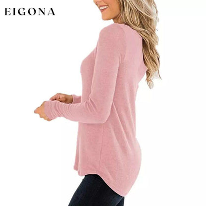 Women's Casual Long Sleeve T-Shirt Criss Cross V-Neck Basic Tees Tops __stock:200 clothes refund_fee:1200 tops