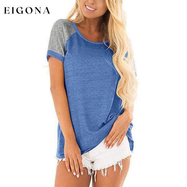 Women's Casual Short Sleeve T-Shirts Blue __stock:200 clothes refund_fee:1200 tops