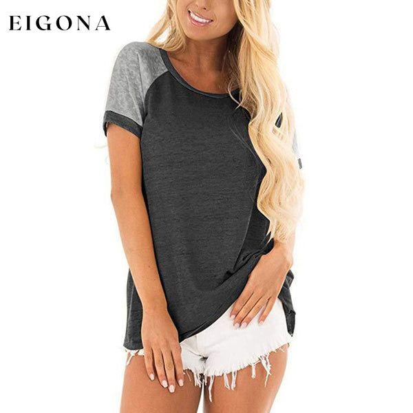 Women's Casual Short Sleeve T-Shirts Dark Gray __stock:200 clothes refund_fee:1200 tops