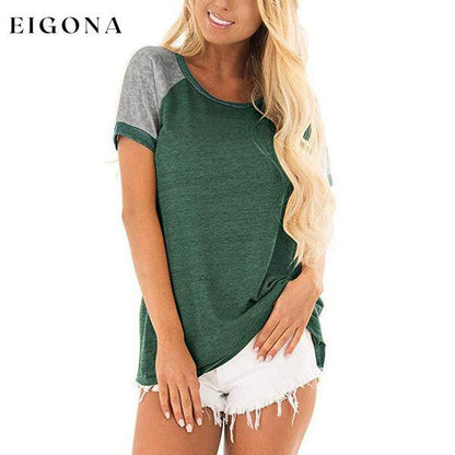 Women's Casual Short Sleeve T-Shirts Green __stock:200 clothes refund_fee:1200 tops