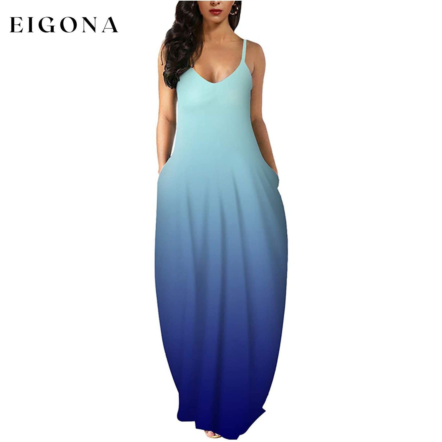 Womens Casual Sleeveless Plus Size Loose Plain Long Maxi Dress with Pockets Light Blue Navy __stock:200 casual dresses clothes dresses refund_fee:1200