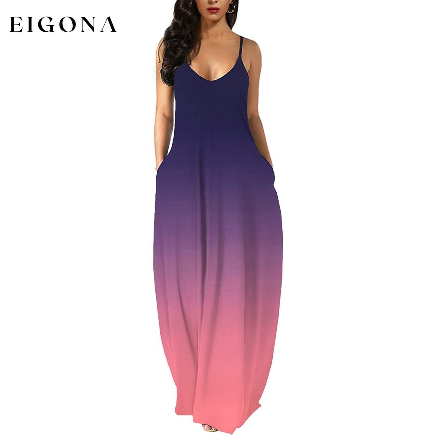 Womens Casual Sleeveless Plus Size Loose Plain Long Maxi Dress with Pockets Purple Pink __stock:200 casual dresses clothes dresses refund_fee:1200