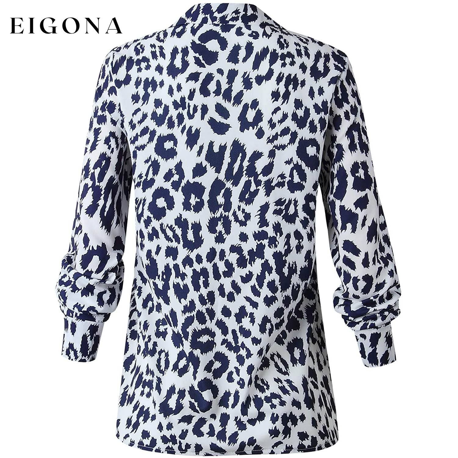 Womens Casual Tops V Neck Leopard Tunic Long Sleeve Button Down Shirts Top __stock:200 clothes refund_fee:800 tops