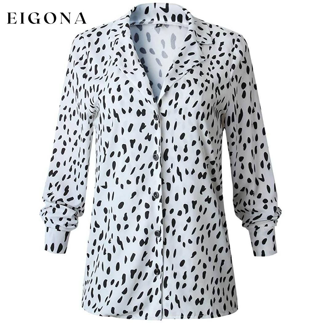Womens Casual Tops V Neck Leopard Tunic Long Sleeve Button Down Shirts Top Type 4 __stock:200 clothes refund_fee:800 tops