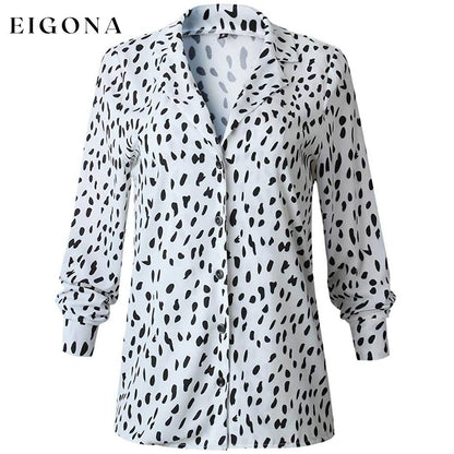 Womens Casual Tops V Neck Leopard Tunic Long Sleeve Button Down Shirts Top Type 4 __stock:200 clothes refund_fee:800 tops