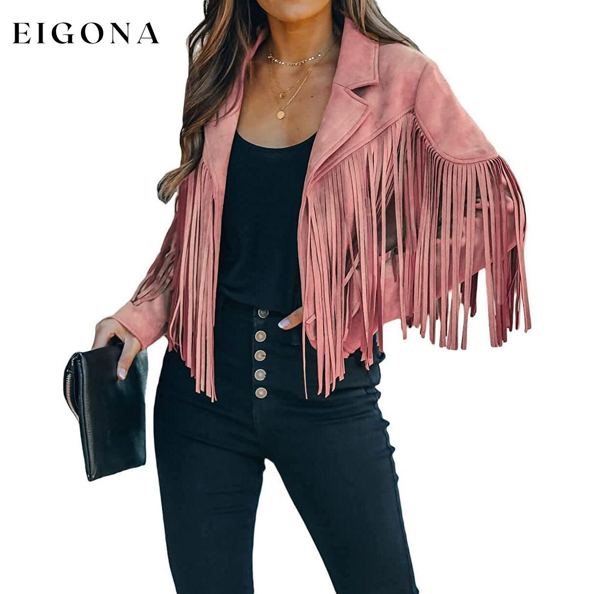 Women's Chic Cropped Tassel Jacket Pink __stock:200 Jackets & Coats refund_fee:1200