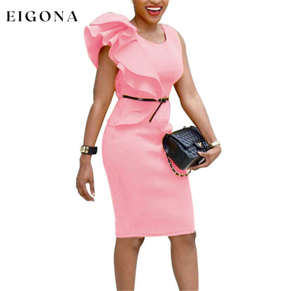 Women's Crew Neck Work Casual Sheath Dress Pink __stock:200 casual dresses clothes dresses refund_fee:1200