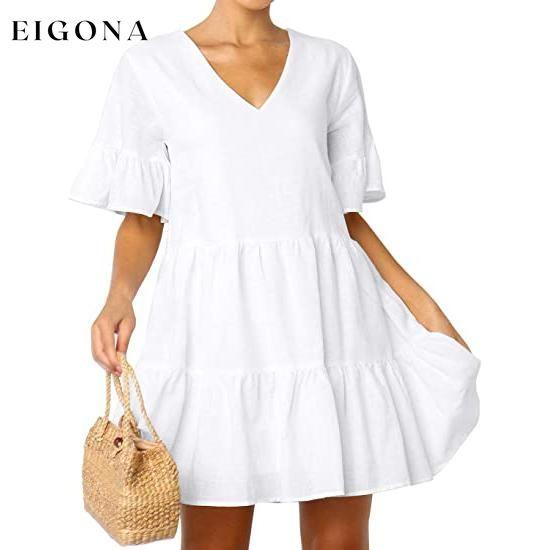 Women’s Cute Shift Dress with Pockets White __stock:500 casual dresses clothes dresses refund_fee:800