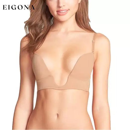 Women's Deep U Plunging Bra in Standard and Plus Sizes Beige __stock:600 lingerie refund_fee:800