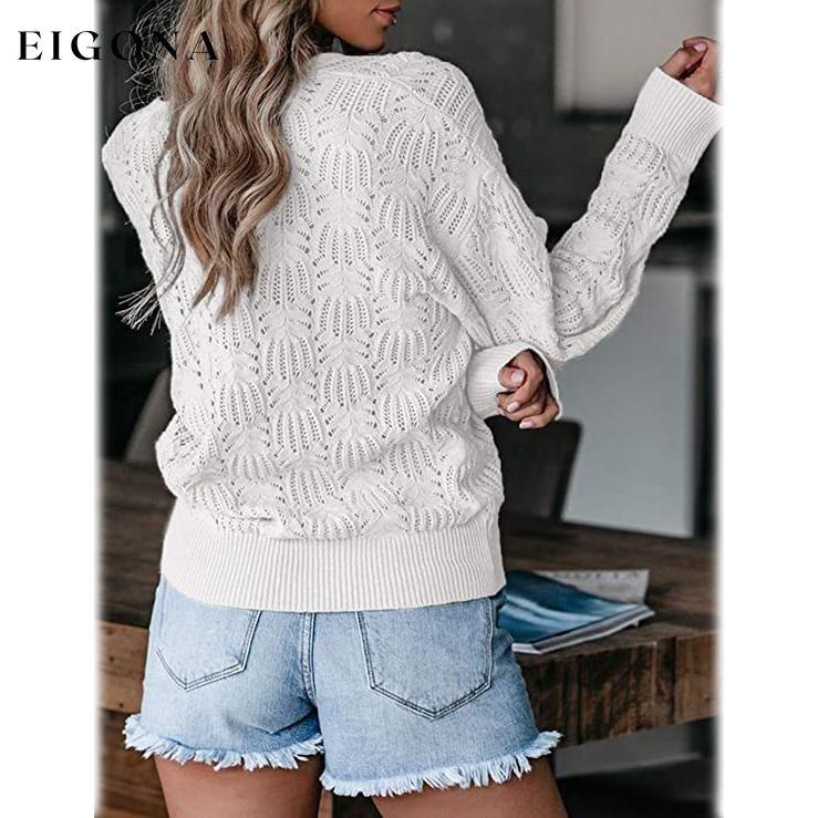 Women's Deep V Neck Long Sleeve Crochet Tops __stock:200 clothes refund_fee:1200 tops