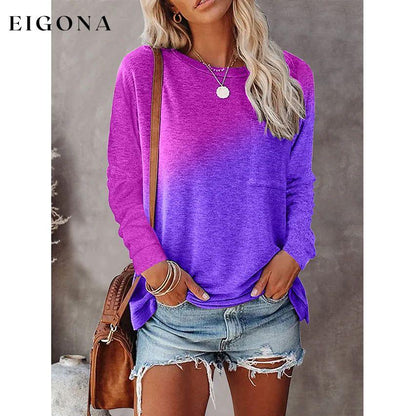 Women's Drawing T-Shirt Crew Neck Basic Top Purple __stock:200 clothes refund_fee:1200 tops
