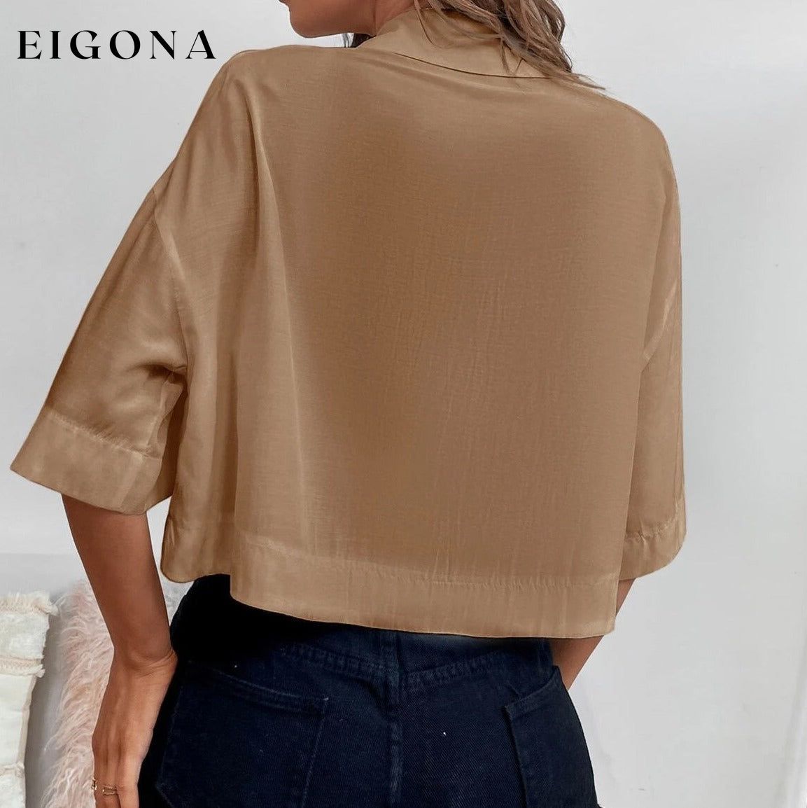 Women's Drop Shoulder Patch Pocket Shirt __stock:200 clothes refund_fee:800 tops