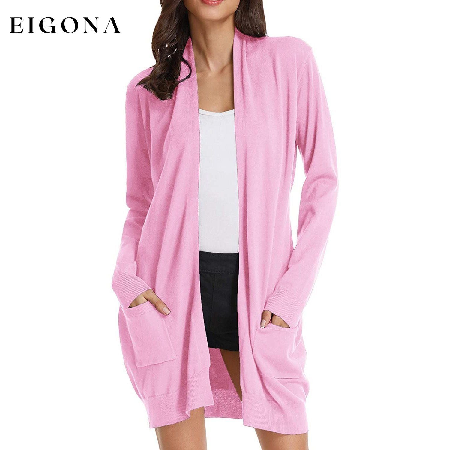 Women's Essential Solid Open Front Long Knited Cardigan Sweater Pink __stock:500 Jackets & Coats refund_fee:1200