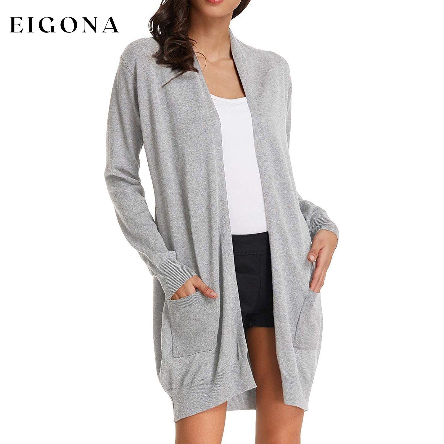Women's Essential Solid Open Front Long Knited Cardigan Sweater Light Gray __stock:500 Jackets & Coats refund_fee:1200
