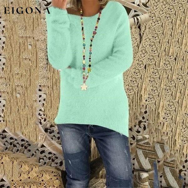 Women's Fashion Autumn and Winter Long Sleeve Knitted Sweaters Solid Color Warm Pullover Tops Green __stock:100 clothes refund_fee:800 tops