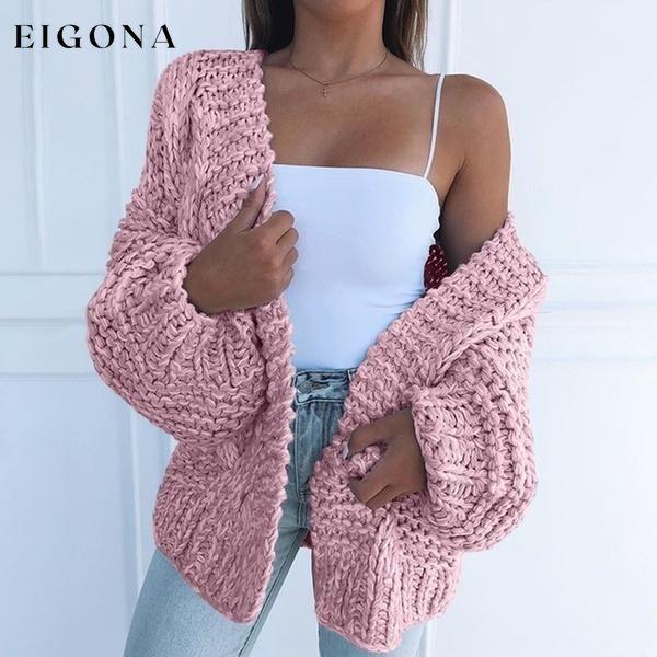 Women's Fashion Cable Knit Cardigan Pink __stock:50 Jackets & Coats refund_fee:1200