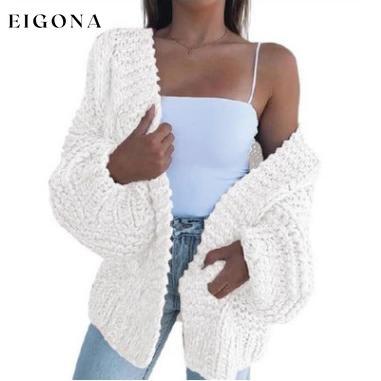 Women's Fashion Cable Knit Cardigan White __stock:50 Jackets & Coats refund_fee:1200