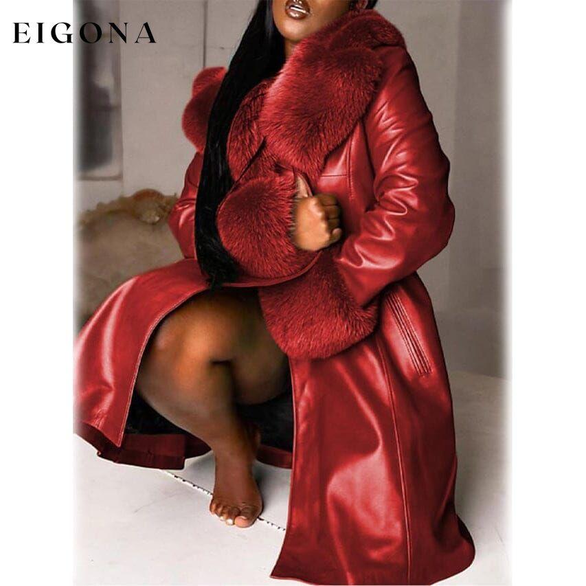 Women's Faux Leather Jacket Red __stock:200 Jackets & Coats refund_fee:2200