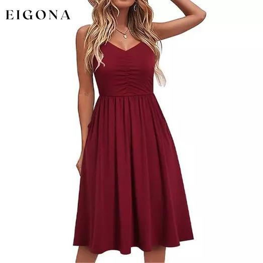 Women’s Fit and Flare Cinch Dress Wine __stock:50 casual dresses clothes dresses refund_fee:1200