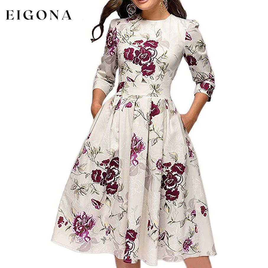 Women's Floral Vintage Dress Beige __stock:200 casual dresses clothes dresses refund_fee:1200