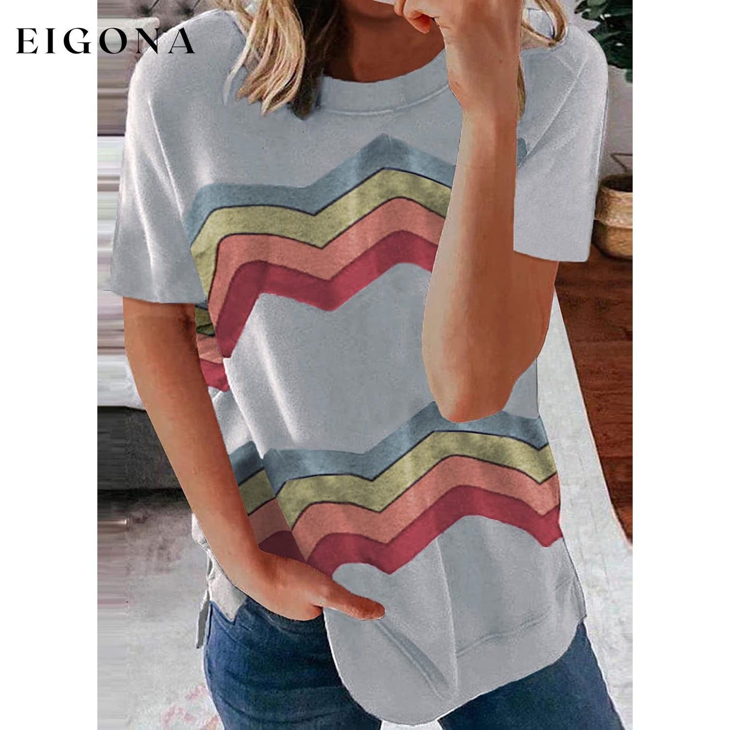 Womens Graphic Crewneck Tee Loose Casual T-Shirt __stock:200 clothes refund_fee:800 tops