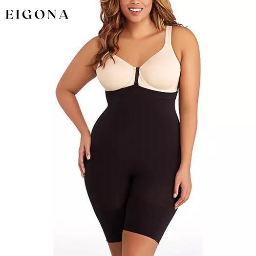 Women's High Mid-Thigh Body Shaper With Instant Bra Fasteners Black __stock:500 lingerie refund_fee:1200