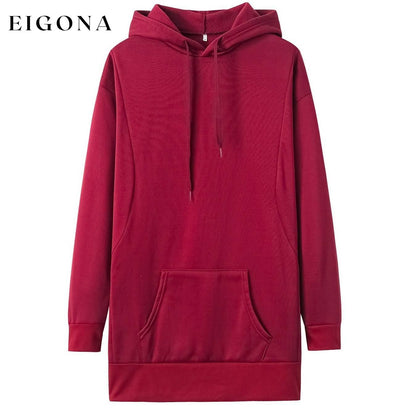 Women's Hoodie Pullover Plain Front Pocket Oversized Hoodies Sweatshirts Wine Red __stock:200 Jackets & Coats refund_fee:1200