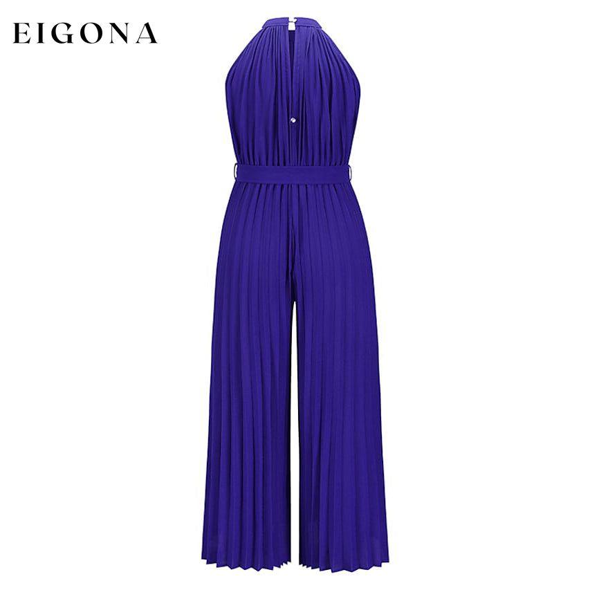 Women's Lace-Up Halter Casual Wide-Leg Jumpsuit __stock:200 casual dresses clothes dresses refund_fee:1200