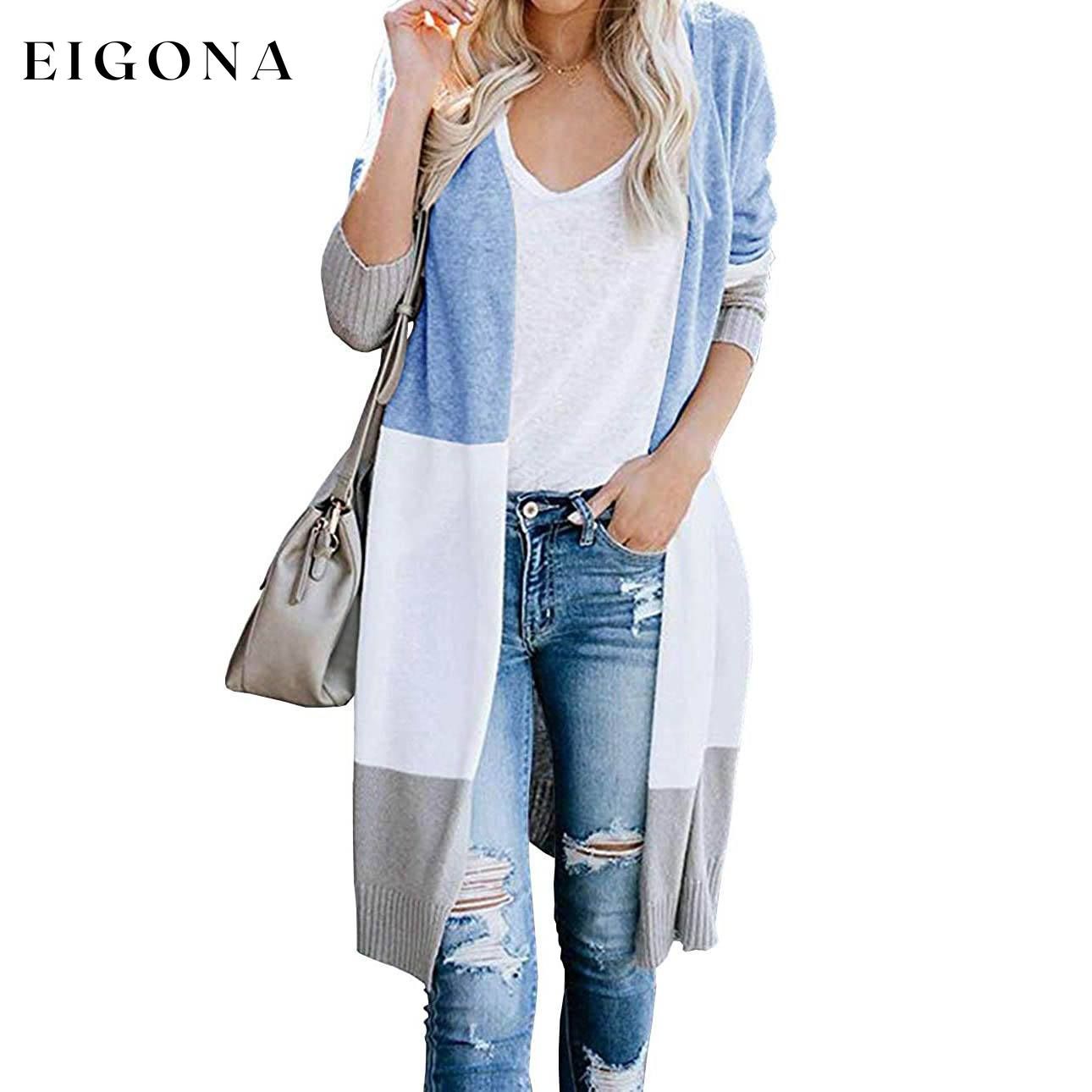 Women's Long Cardigan Sweater Coat Blue __stock:500 Jackets & Coats refund_fee:1200 show-color-swatches