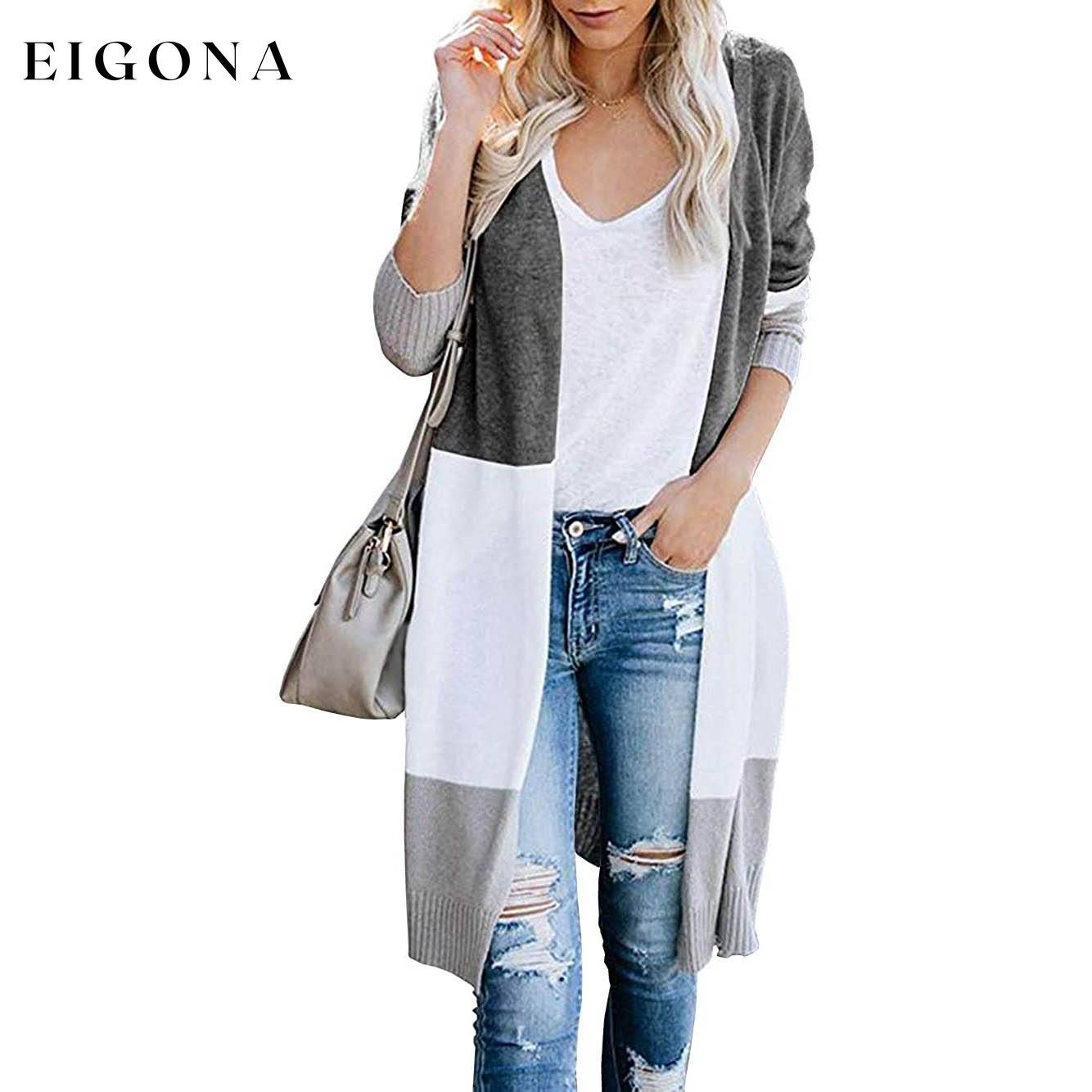 Women's Long Cardigan Sweater Coat Gray __stock:500 Jackets & Coats refund_fee:1200 show-color-swatches
